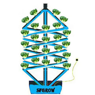 La pianta a spirale verticale della famiglia coltiva la coltivazione di verdure dell'interno dell'aerosol della torre idroponica